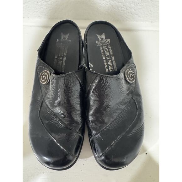 Memphisto Air Flex Black Patent Leather Wedge Mules Sz 8 - Picture 1 of 8